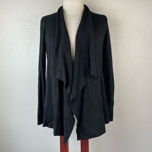 Pre-Owed Loft Womens Black Wool Cardigan with Knit Back Size MP
